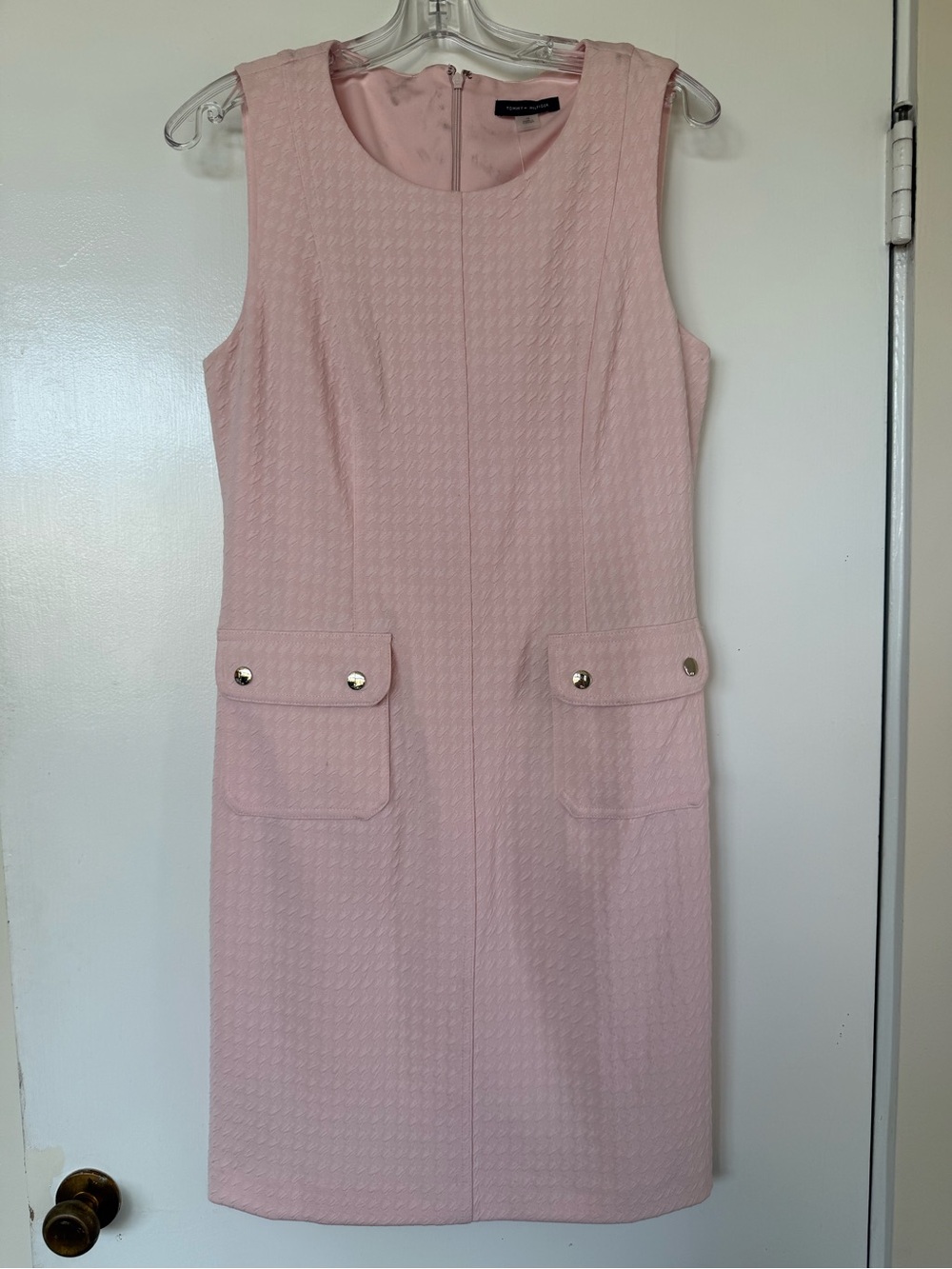 Tommy Hilfiger Blush Pink Sleeveless Midi Dress with Flap Pockets